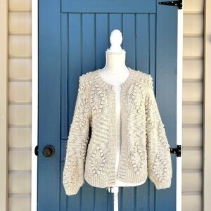 Lucky Brand Bobble Diamond Cardigan Cream Size Small